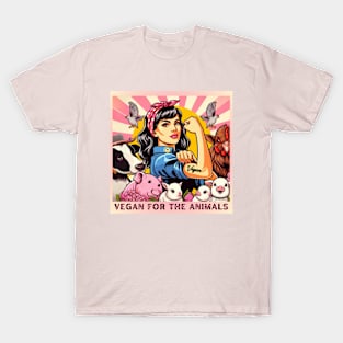 Vegan For The Animals Retro Girl T-Shirt